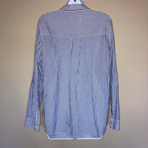 Rails Medium Frances Button Up Banker Stripe Floral Patches Blouse Embroidered - Picture 4 of 16